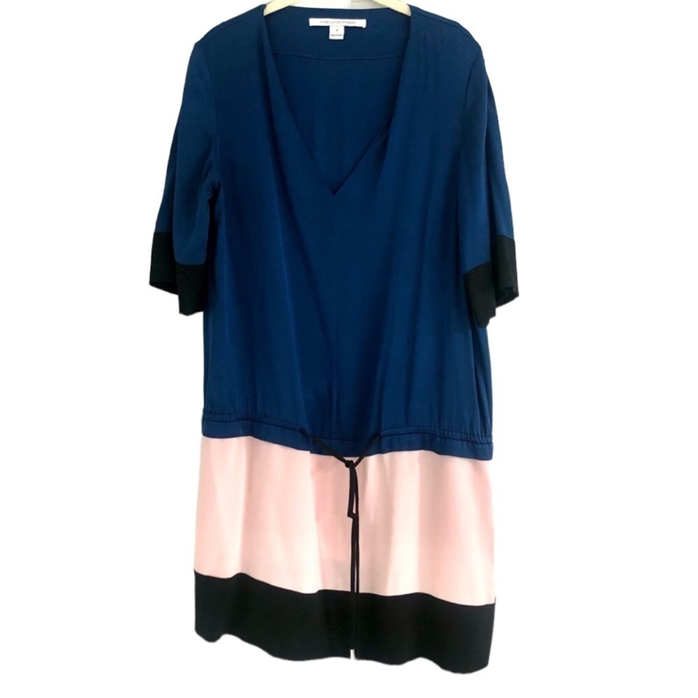 Diane von Furstenberg color block silk dress size 10